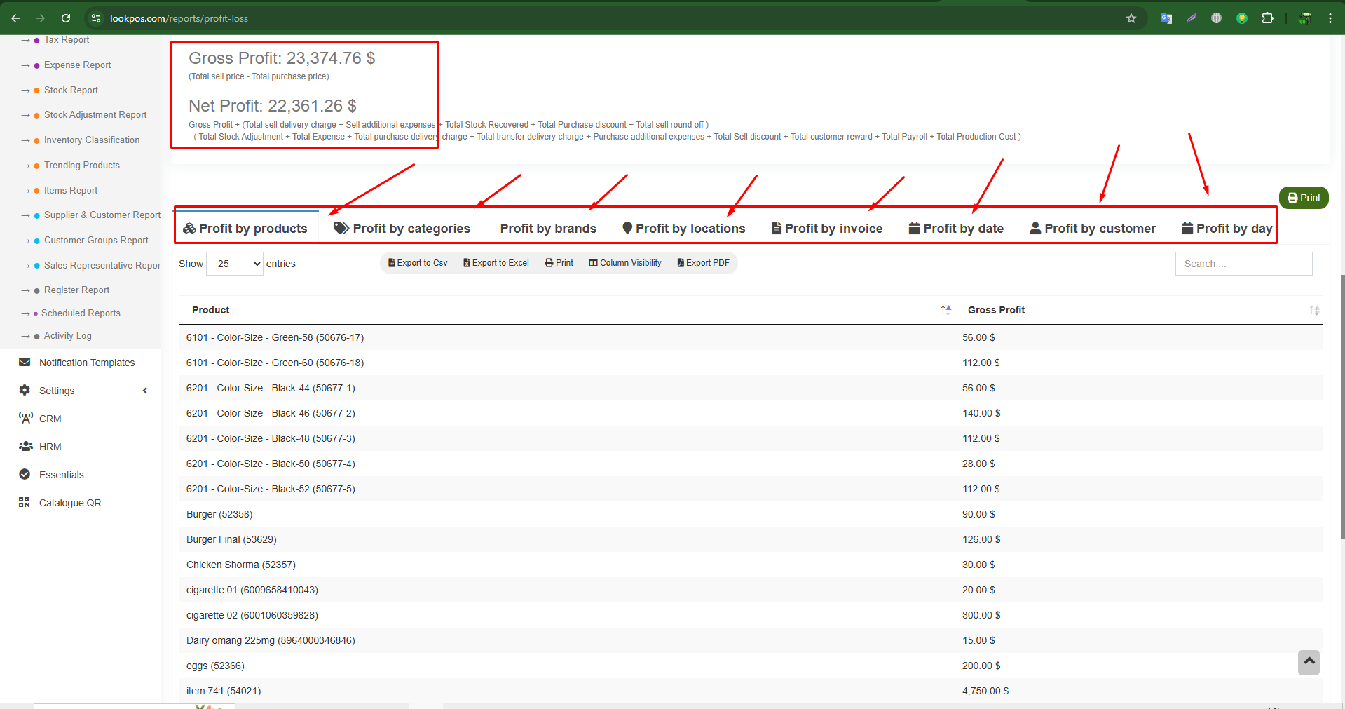 Smart Profit Dashboard - Real-time profit tracking in LookPOS